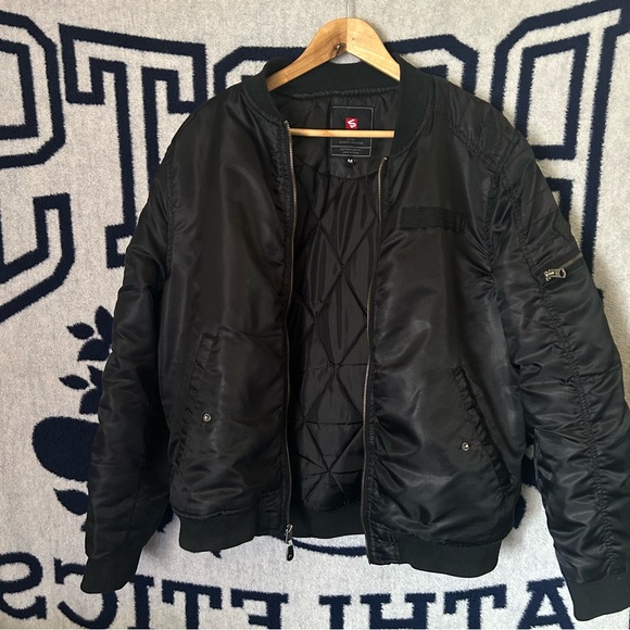 South Pole Black Bomber Jacket Mens Size Medium Y2K Vtg - Picture 4 of 9